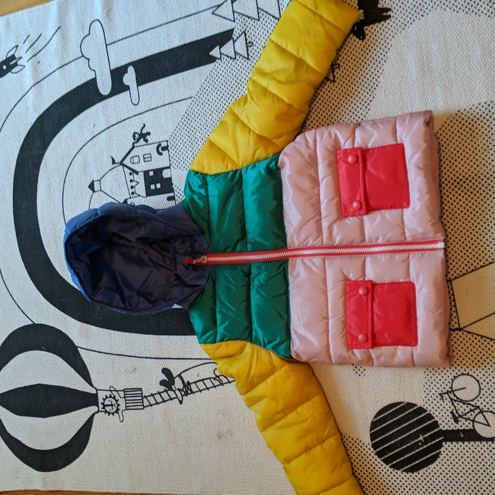 Mini Boden colorblock puffer jacket